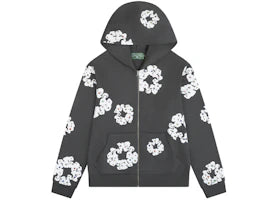 Denim Tears Rhinestone Cotton Wreath Zip Hoodie Vintage Black - vue secondaire A