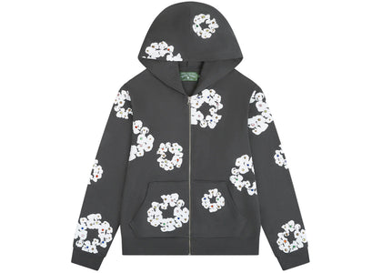 Denim Tears Rhinestone Cotton Wreath Zip Hoodie Vintage Black - apparel view 2