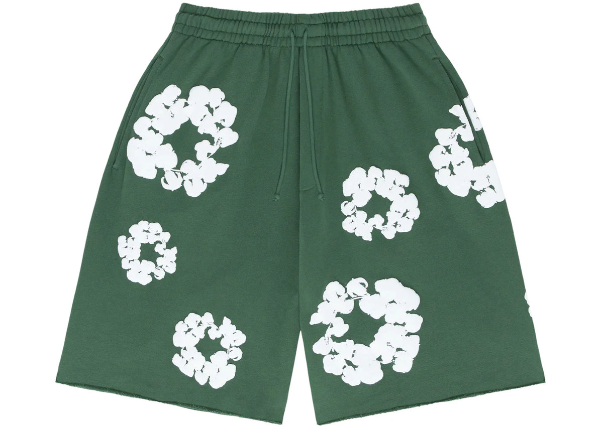 Denim Tears The Cotton Wreath Shorts Green - vue 360