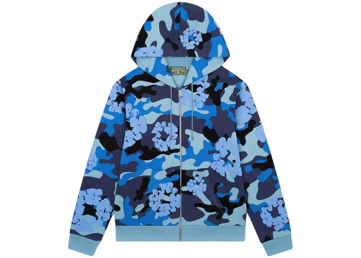 Denim Tears The Cotton Wreath Zip Sweatshirt Blue Camo - vue secondaire A