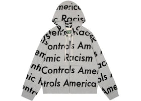 Denim Tears x Arthur Jafa Systemic Racism Controls America Zip Up Hoodie Heather Grey