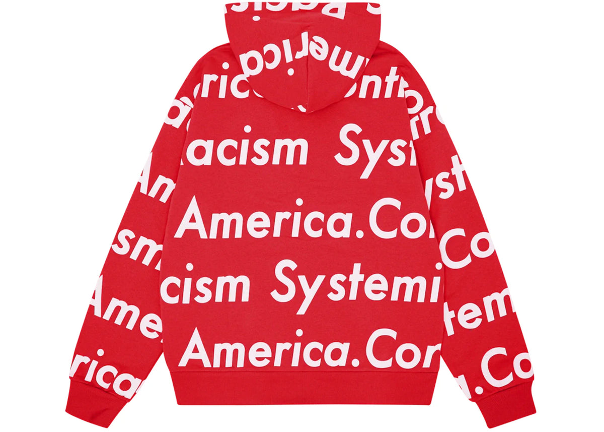 Denim Tears x Arthur Jafa Systemic Racism Controls America Zip Up Hoodie Red - vue secondaire B