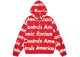 Denim Tears x Arthur Jafa Systemic Racism Controls America Zip Up Hoodie Red