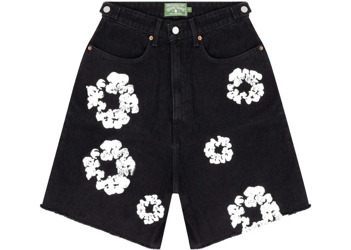Denim Tears The Cotton Wreath Jean Short Black - vue 360