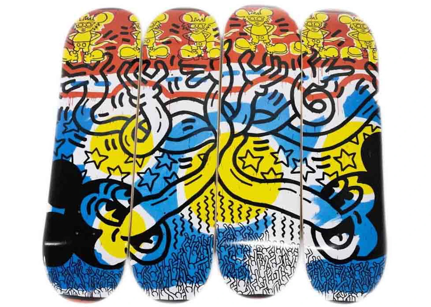 Diamond Supply Co. Disney Mickey Mouse x Keith Haring Hands By Mickey Skateboard Deck (Set of 4) - vue secondaire A