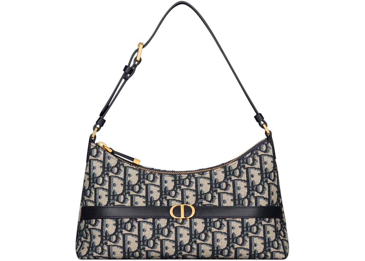 Dior 30 Montaigne Hobo Dior Oblique Jacquard Mini Bag Blue - vue 360