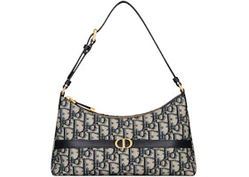 Dior 30 Montaigne Hobo Dior Oblique Jacquard Mini Bag Blue - vue 360