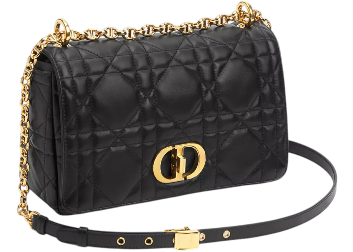 Dior Medium Soft Caro Macrocannage Lambskin Bag Black - vue secondaire B