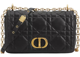 Dior Medium Soft Caro Macrocannage Lambskin Bag Black - vue 360