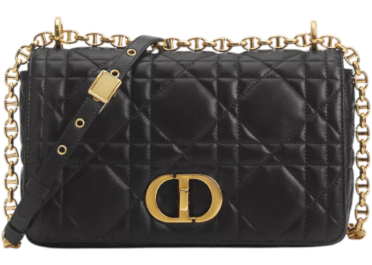 Dior Medium Soft Caro Macrocannage Lambskin Bag Black - vue secondaire A