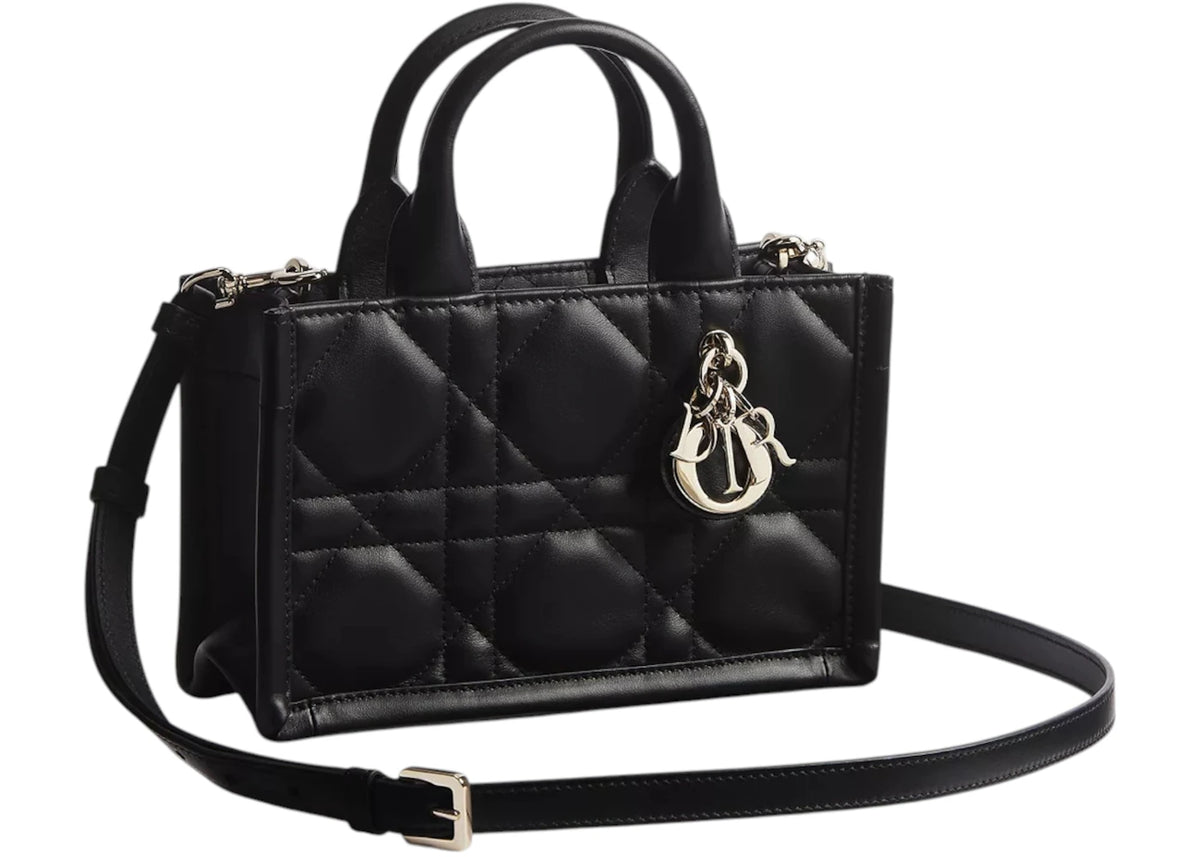 Dior Mini Dior Book Macrocannage Calfskin Tote Black - vue secondaire B