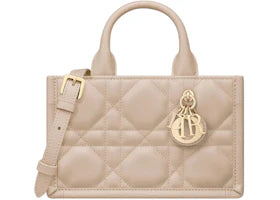Dior Mini Dior Book Macrocannage Calfskin Tote Powder Beige - vue 360