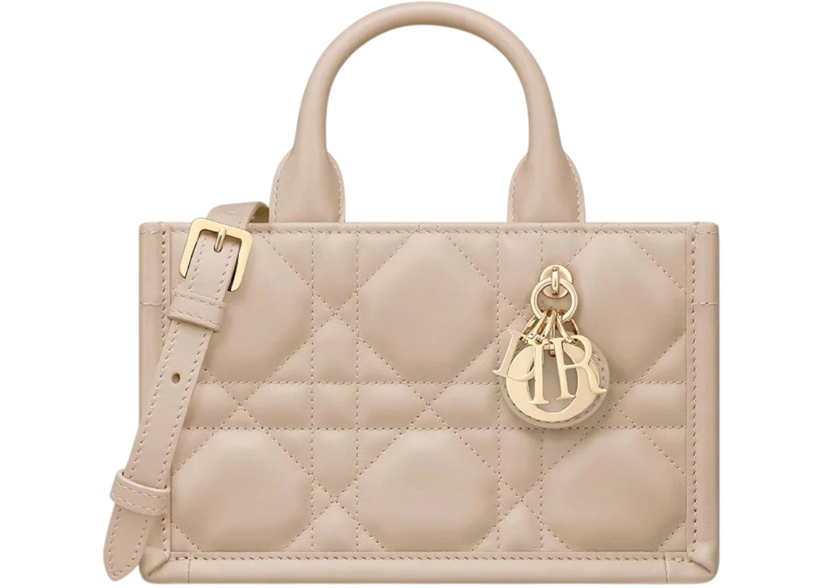 Dior Mini Dior Book Macrocannage Calfskin Tote Powder Beige - vue secondaire A