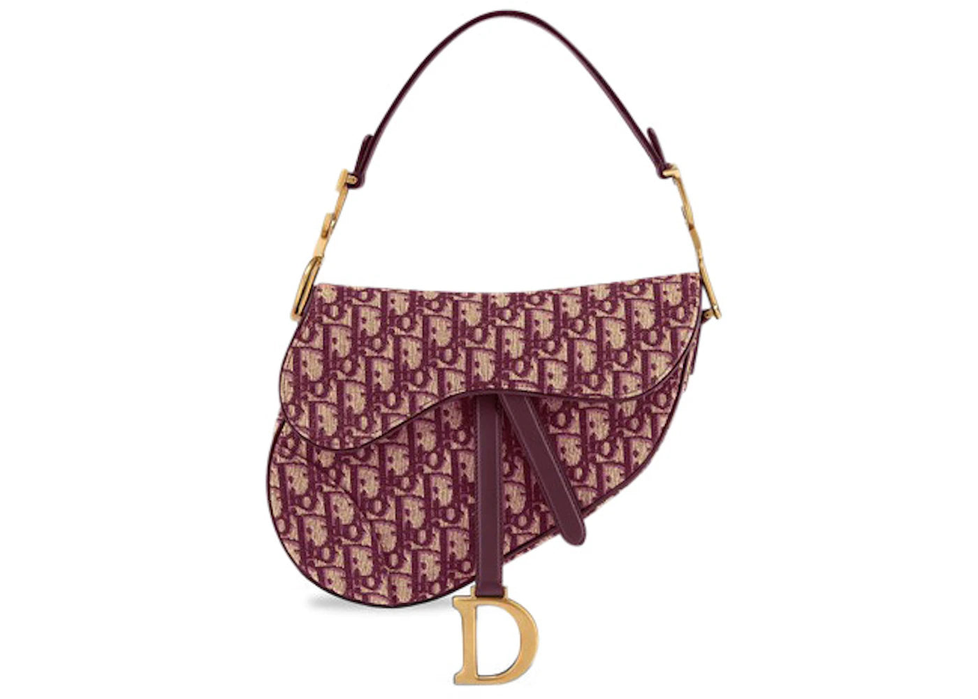Dior Oblique Saddle Bag Burgundy - vue 360