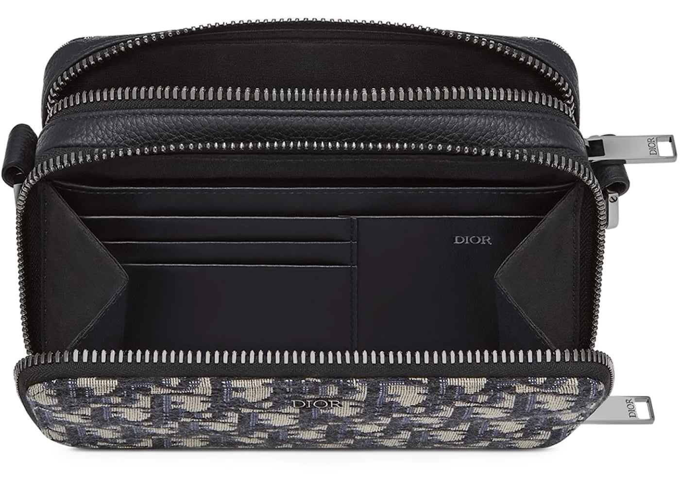 Dior Pouch with Shoulder Strap Oblique Jacquard Beige/Black - vue secondaire A