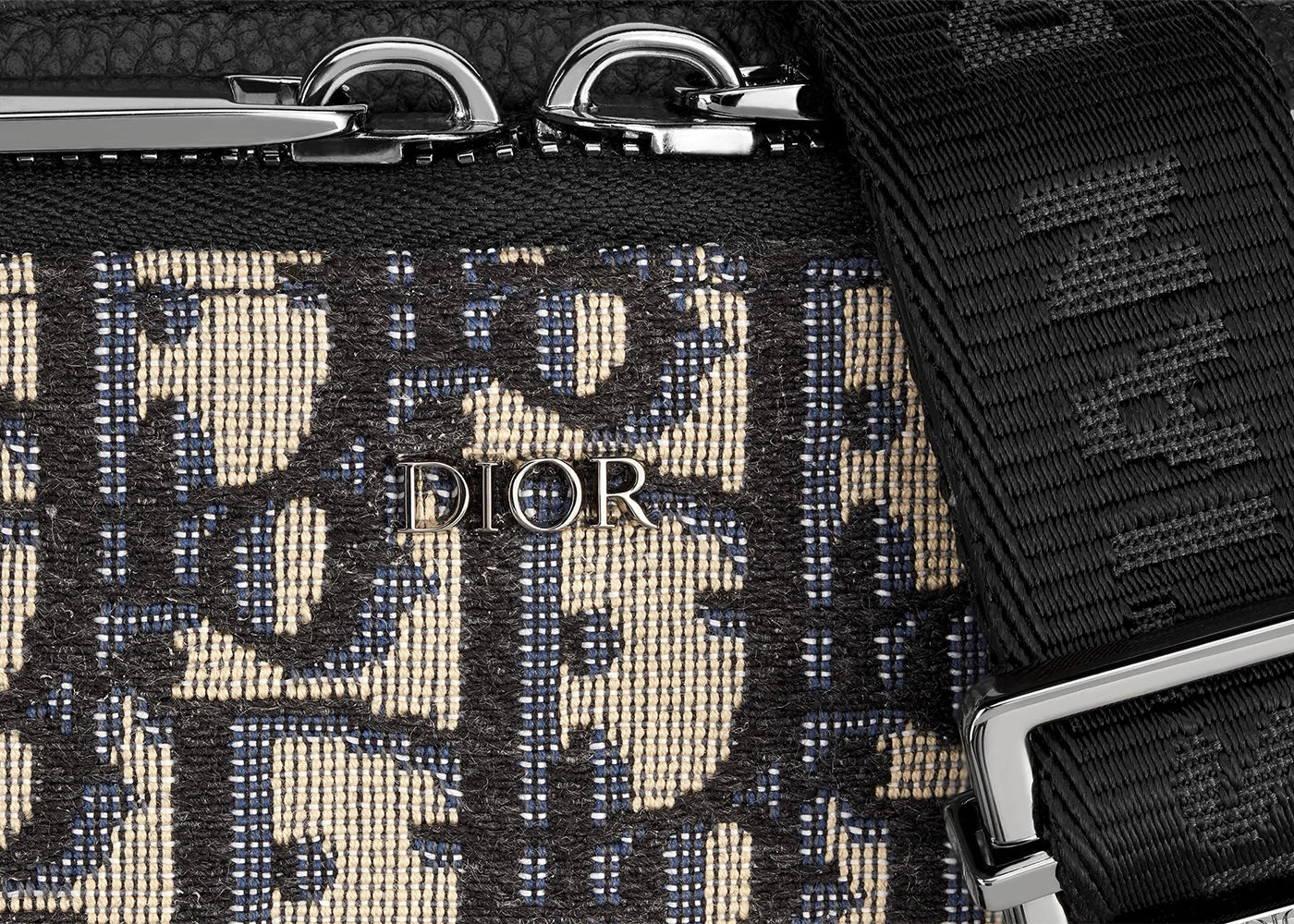 Dior Pouch with Shoulder Strap Oblique Jacquard Beige/Black - vue secondaire B