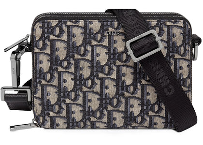 Dior Pouch with Shoulder Strap Oblique Jacquard Beige/Black - authentic Dior product