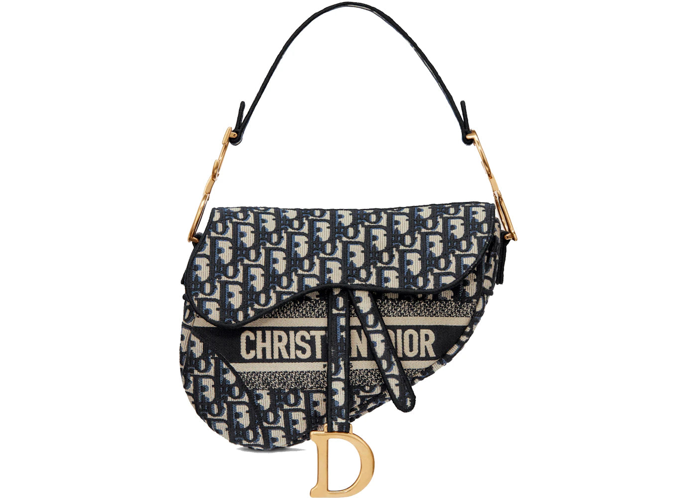 Dior Satteltasche mit Dior Oblique-Stickerei, Blau - vue 360
