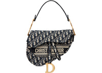 Dior Satteltasche mit Dior Oblique-Stickerei, Blau