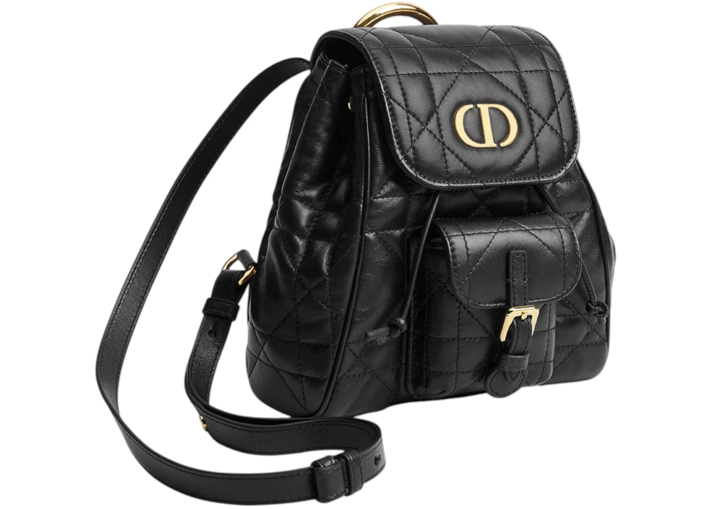Dior Small Caro Macrocannage Lambskin Backpack Black - vue secondaire B