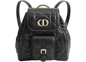 Dior Small Caro Macrocannage Lambskin Backpack Black - vue 360