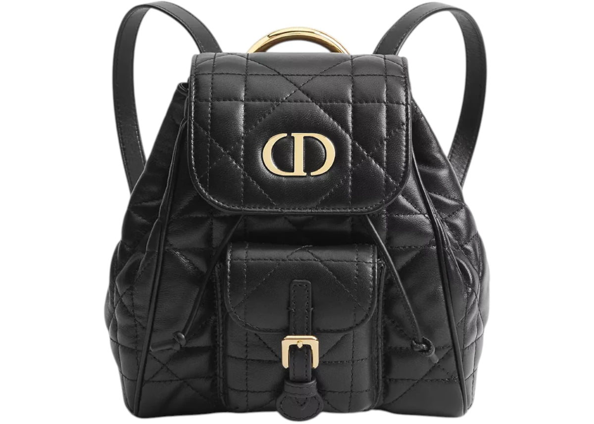 Dior Small Caro Macrocannage Lambskin Backpack Black - vue secondaire A