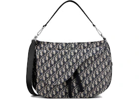 Dior Soft Saddle Bag Oblique Jacquard Beige/Black - vue 360