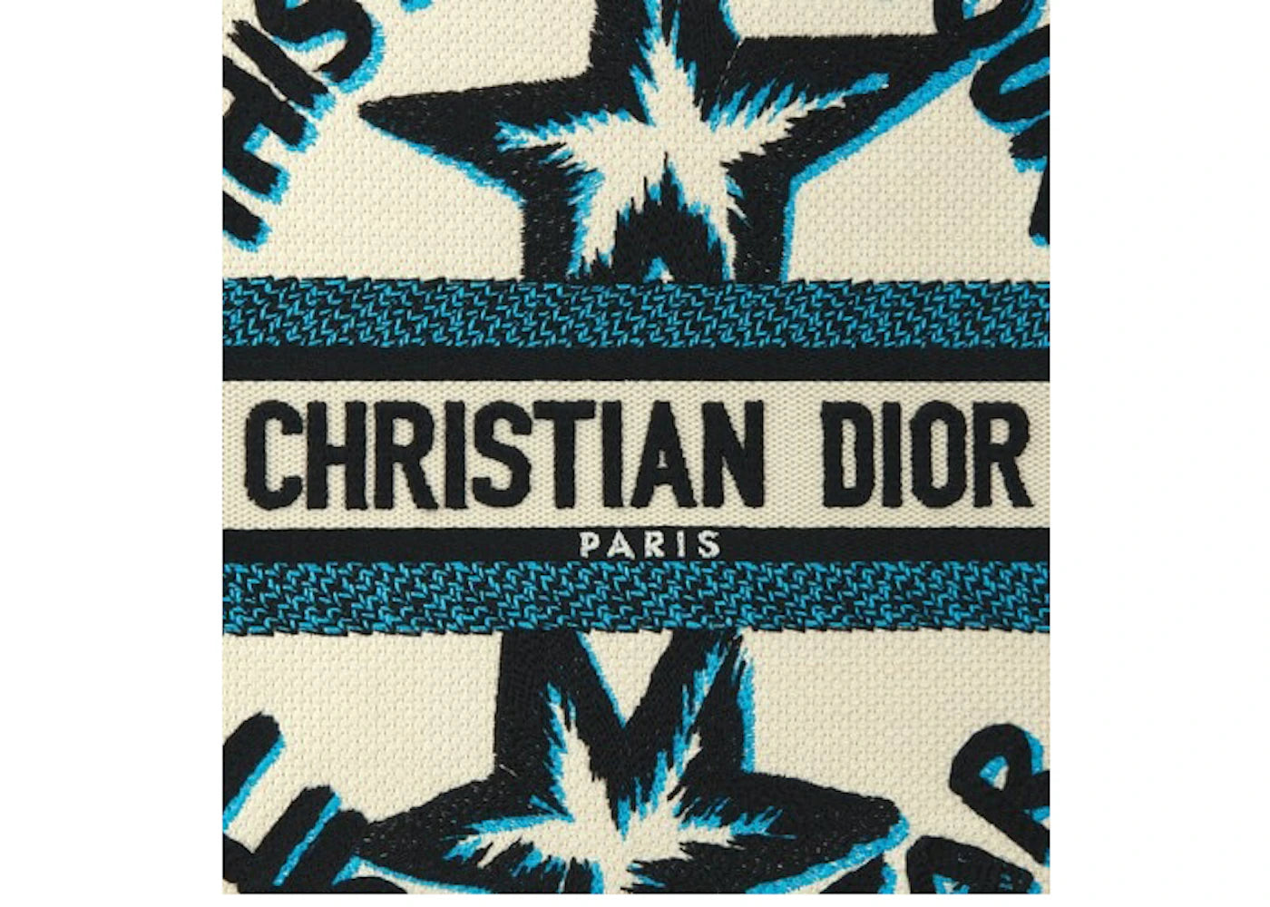 Dior Vertical Book Tote Lucky Star Embroidery White Multicolor - vue secondaire B