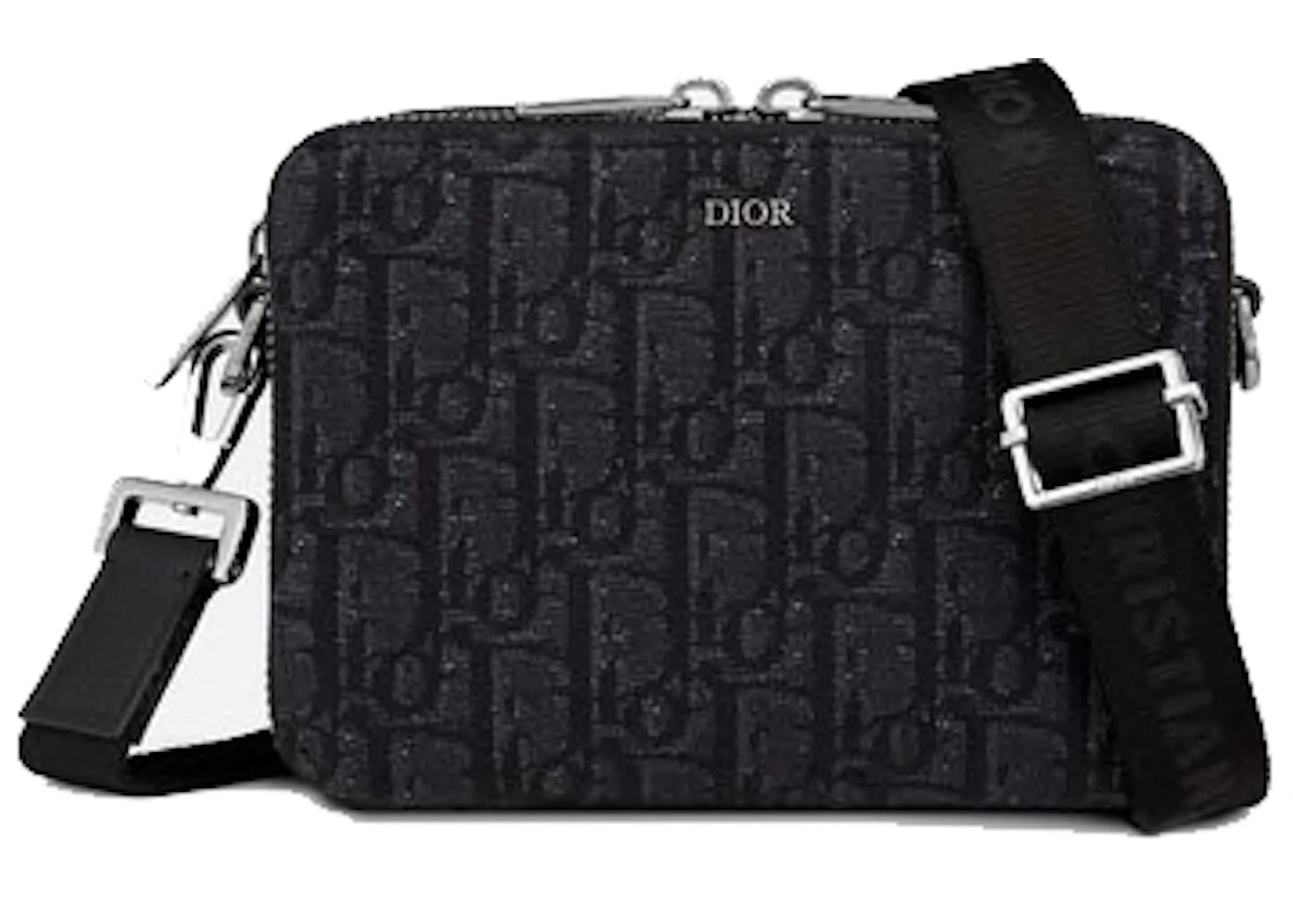 Dior Wallet with Strap Oblique Jacquard Black - vue 360