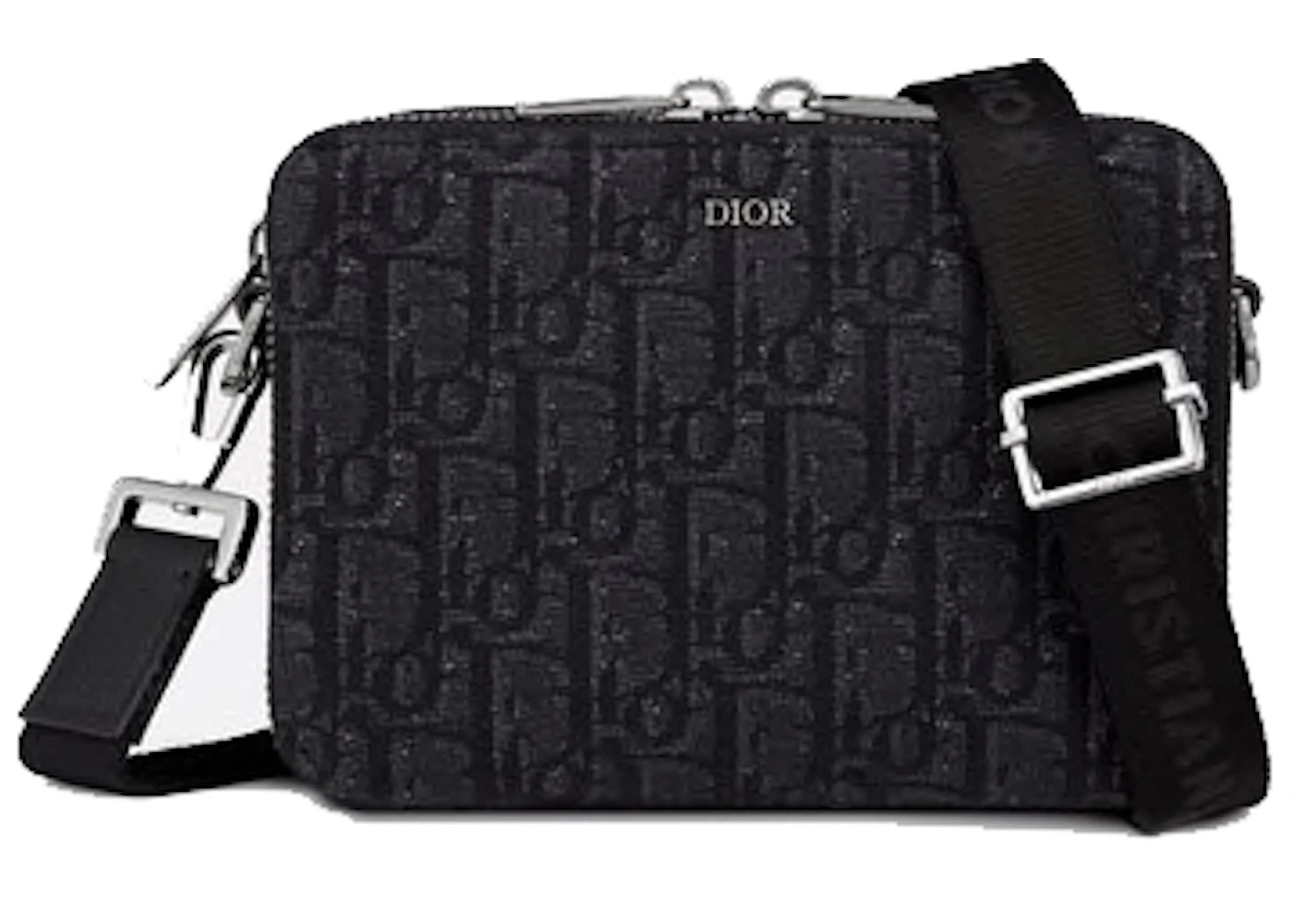 Dior Wallet with Strap Oblique Jacquard Black - vue 360