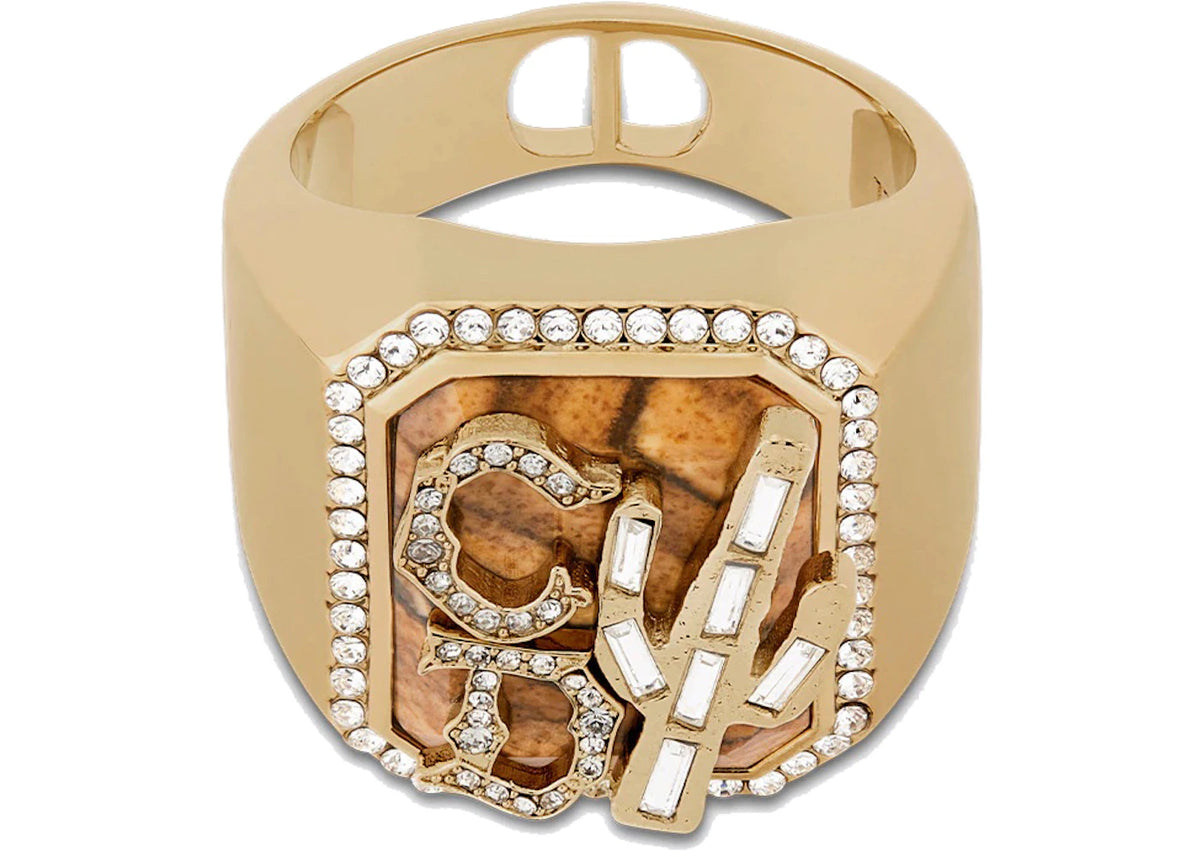 Dior x CACTUS JACK Signet Ring Gold/White - vue secondaire A