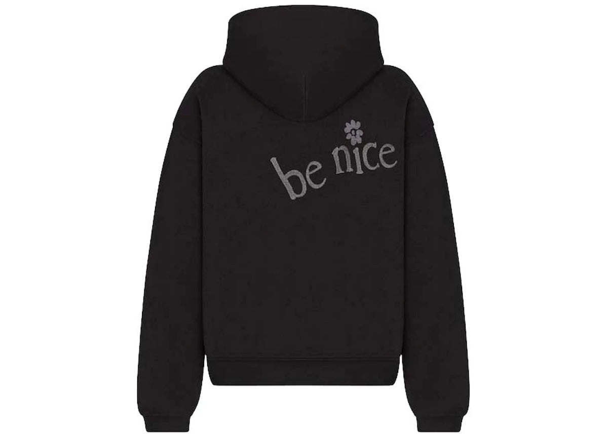 Dior x ERL Hooded Relaxed Fit Sweatshirt Black Cotton Fleece - vue secondaire A