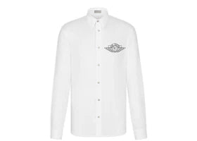 Dior x Jordan Wings Longsleeve Button Up Shirt White - vue 360