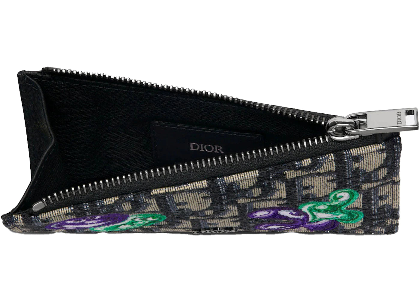 Dior x Kenny Scharf Kartenetui mit Reißverschluss, Beige/Schwarz - vue secondaire B