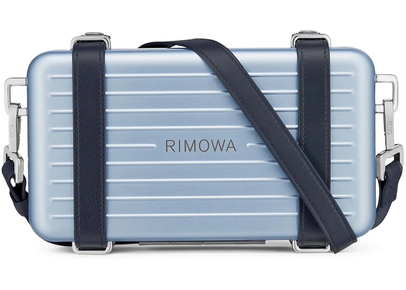 Dior x RIMOWA Personal Clutch mit Riemen, Aluminiumblau - vue secondaire A