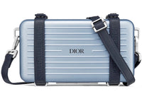 Dior x RIMOWA Personal Clutch mit Riemen, Aluminiumblau