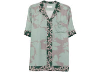 Dries Van Noten Archive Floral Placed Border Print Shirt Petrol