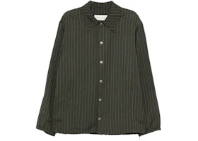 Dries Van Noten Striped Fluid Shirt Dark Green - vue 360