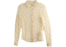 Dries Van Noten Women's Large Polka Dot Mesh Shirt Ecru - vue 360