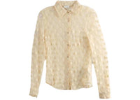 Dries Van Noten Women's Large Polka Dot Mesh Shirt Ecru
