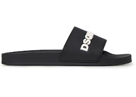 Dsquared2 Logo Pool Slides Black White Black