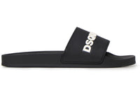 Dsquared2 Logo Pool Slides Black White Black
