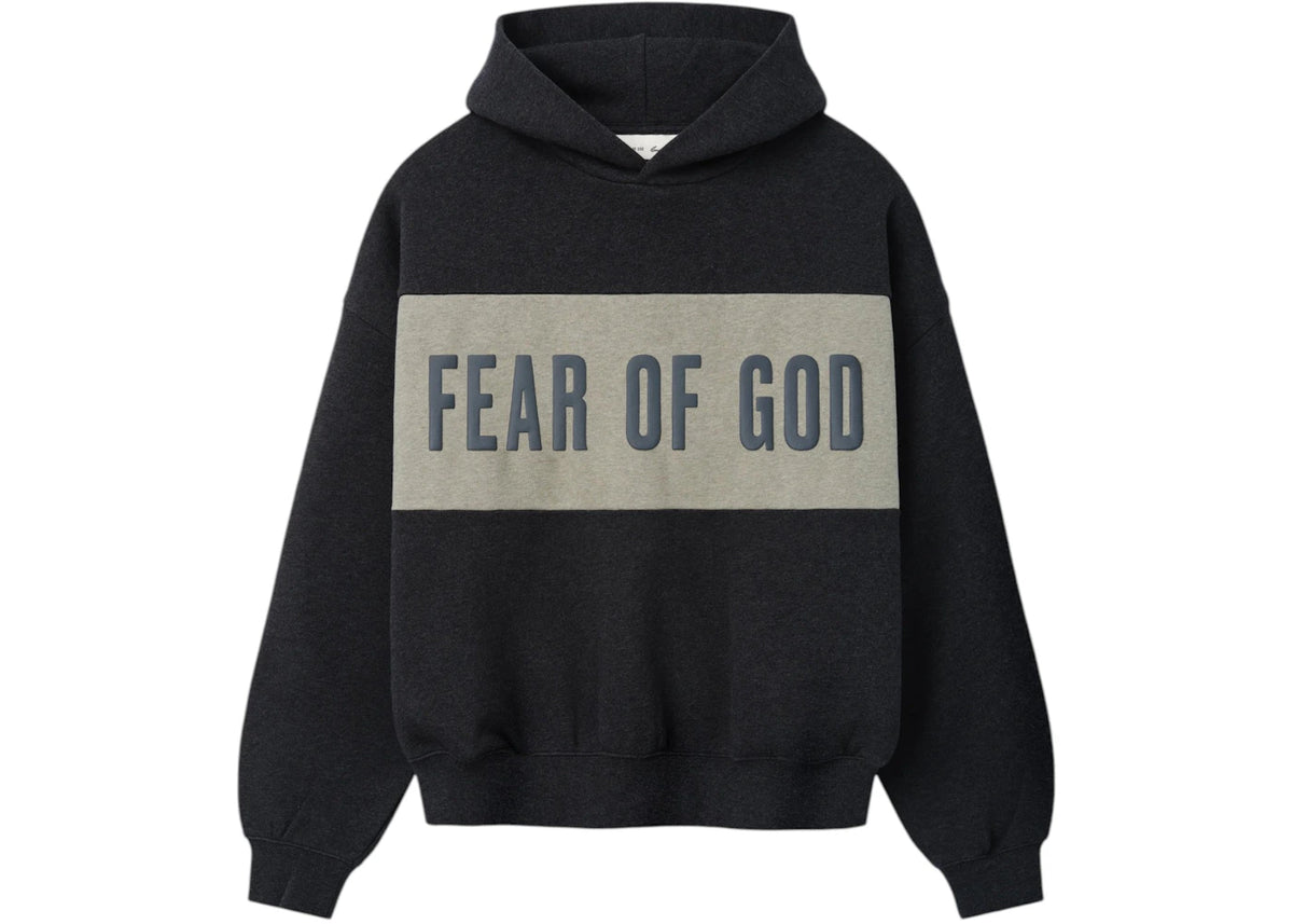 Fear of God Cropped Relaxed Panelled Hoodie Iron Grey Heather/Seal Heather - vue secondaire A