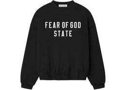 Fear of God Essentials 90's Fleece Crewneck Jet Black - authentic Fear of God product