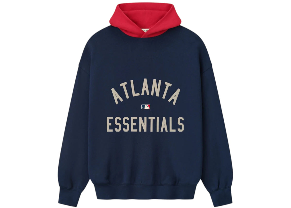 Fear of God Essentials Atlanta Braves Hoodie Navy/Red - vue 360