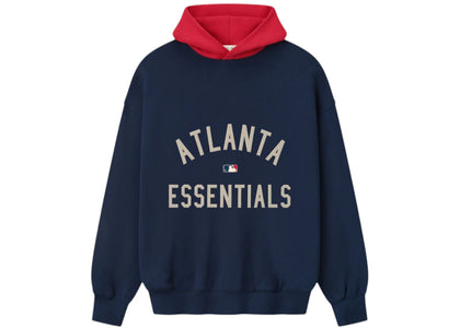 Fear of God Essentials Atlanta Braves Hoodie Navy/Red - apparel view 2