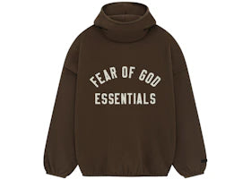Fear of God Essentials Brushed Hoodie Brown - vue 360