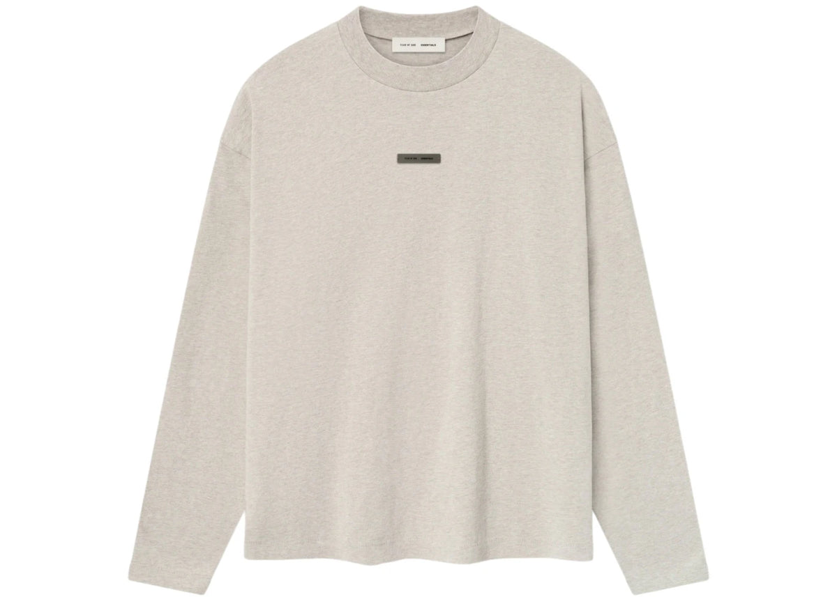 Fear of God Essentials Classic Long Sleeve Tee Heather Stone - vue 360