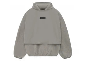 Fear of God Essentials Core Collection Nylon Fleece Hooded Sweatshirt Dust/Heather Grey - vue 360