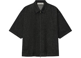 Fear of God Essentials Denim Full Zip Work Shirt Vintage Black - vue 360